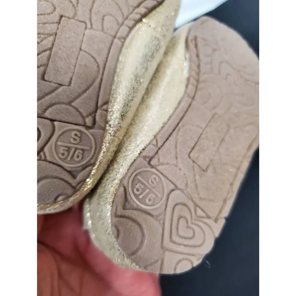 Toddler Girls s (5-6), Fuzzy Gold Glitter Slip-on Shoes